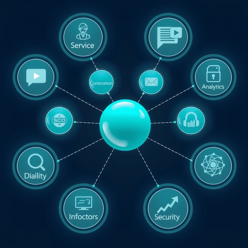 Diagram illustrating various ways information is used including service delivery, communication, analytics, and security measures with interconnected nodes in sage green and ocean blue